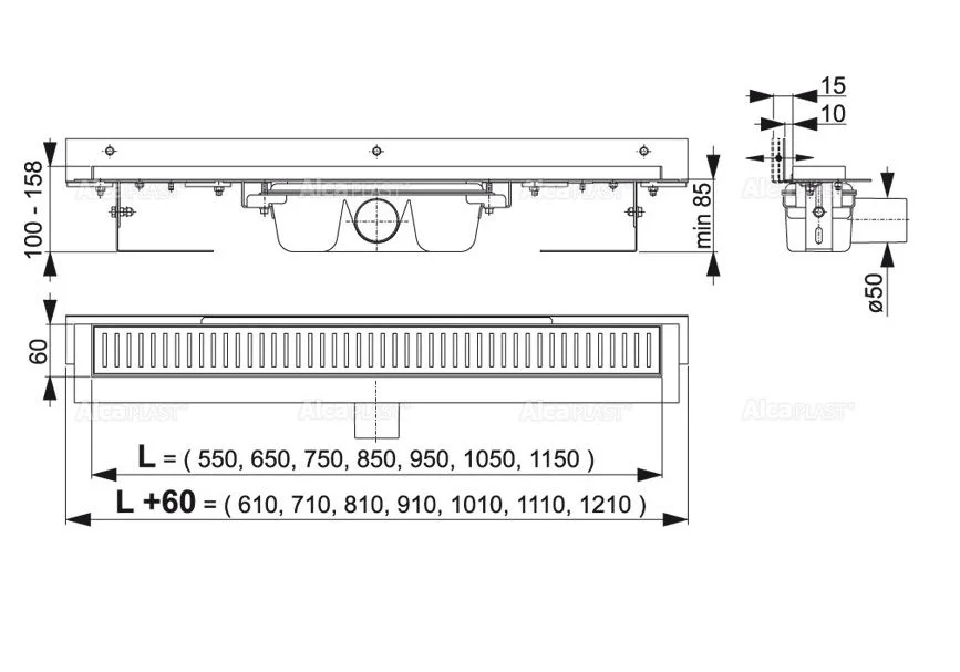 Приобрести сливной трап alcaplast apz4-550 flexible 