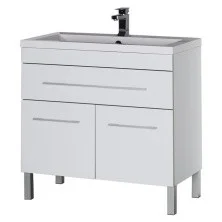 Aquanet Тумба с раковиной Верона 100 см, белая (напольная 1 ящик 2 дверцы)