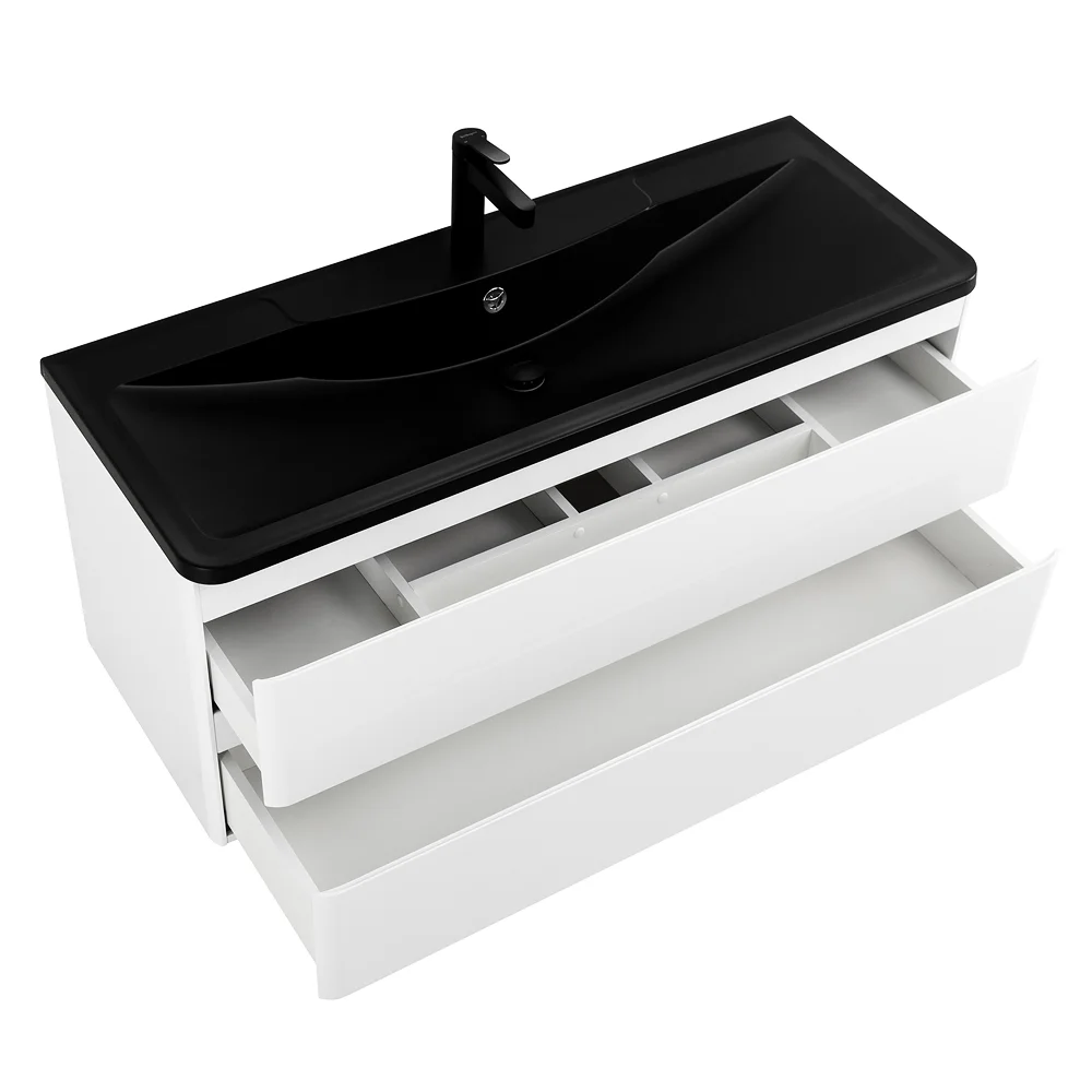 Приобрести belbagno тумба с раковиной albano 120 см, подвесная bianco lucido, чёрная раковина