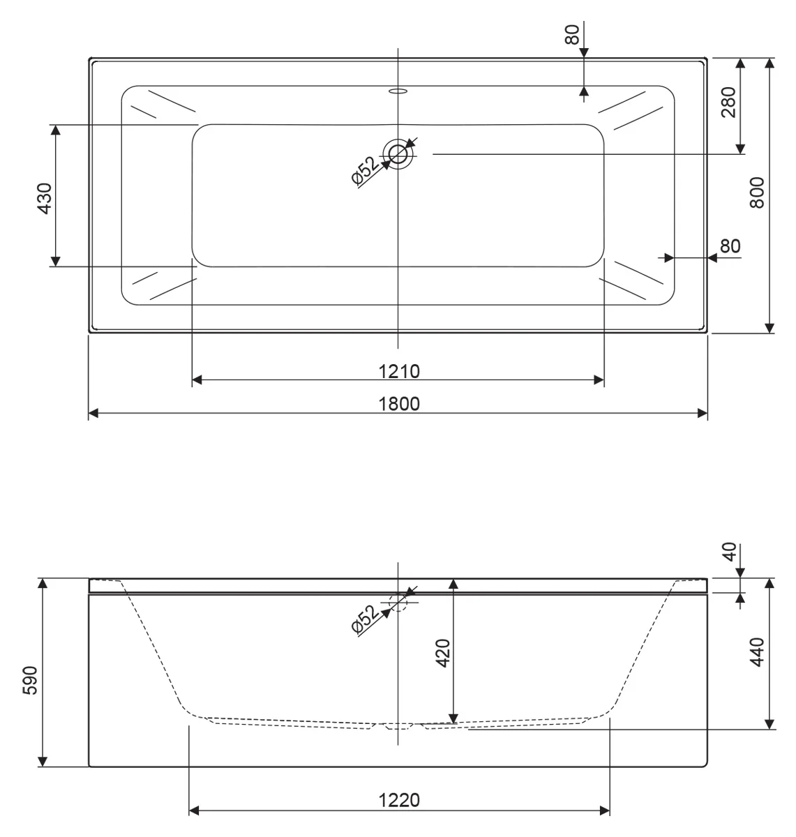 Приобрести cezares акриловая ванна plane mini 180х80 см, белая plane mini-180-80-42-w37