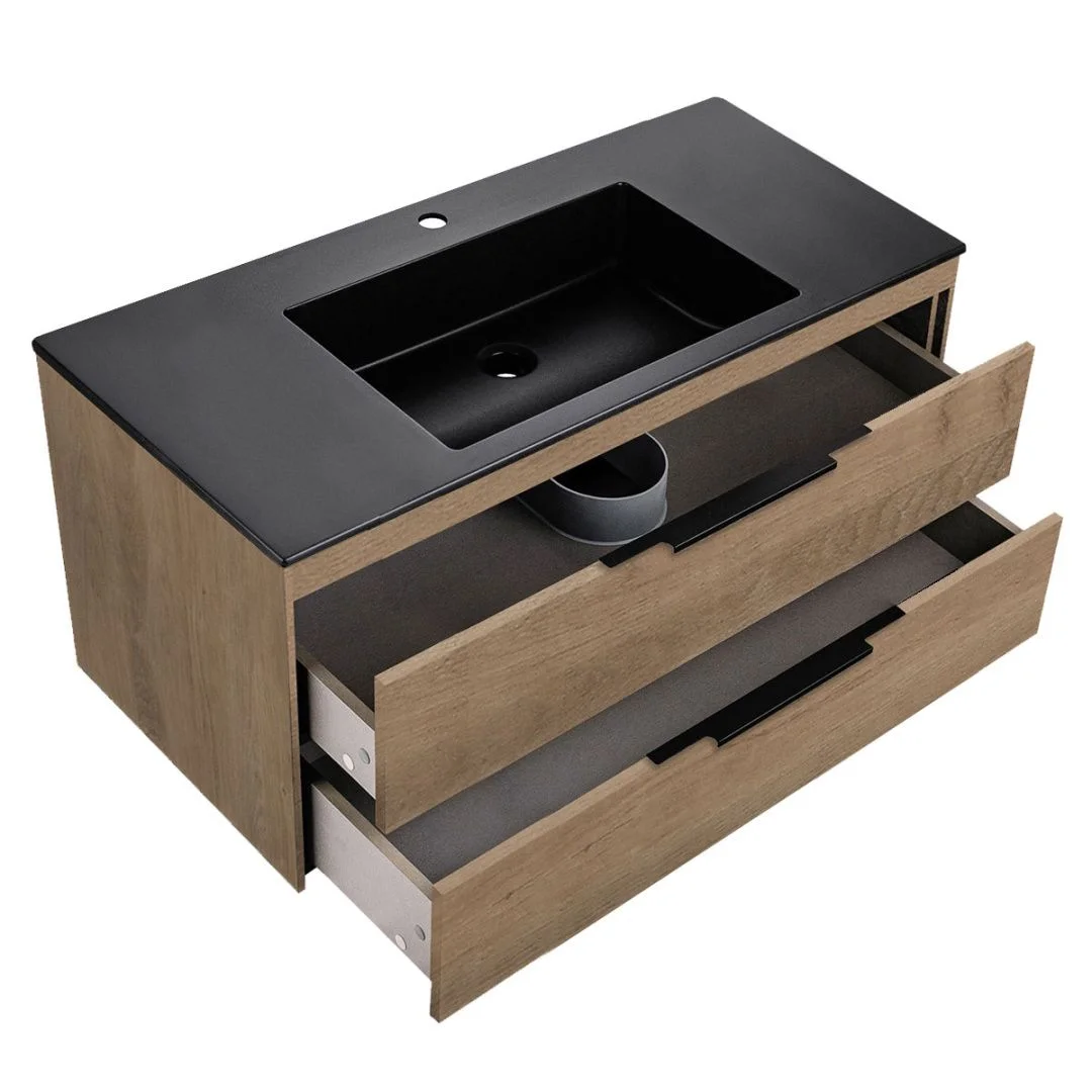 Приобрести vincea тумба подвесная chiara 100 см, дуб натуральный с белой раковиной vmc-2c2100no;vcb-13100w