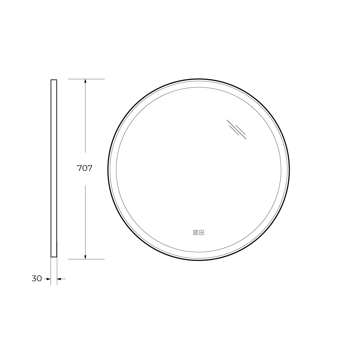 Приобрести cezares зеркало cadro 70х70 см, металлическая рама, подсветка, сенсорное включение, подогрев czr-spc-cadro-700-led-tch-warm