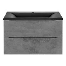 Vincea Тумба подвесная Mia 80 см, бетон с черной матовой раковиной VMC-2MA800BT;VCB-3M800B
