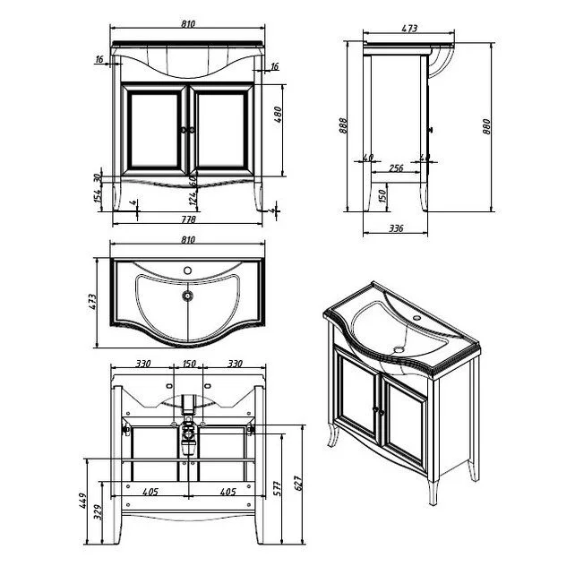 Приобрести caprigo тумба с раковиной lion 80 см, светлое дерево, экошпон 38311 3