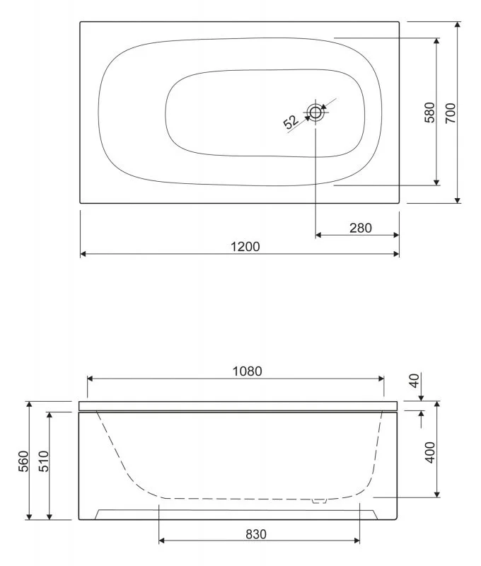 Приобрести cezares акриловая ванна eco 120x70см, eco-120-70-40-w37