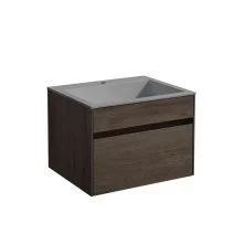 Vincea Тумба подвесная Chiara 60 см, дуб темный с серой раковиной VMC-2C600RO;VCB-13600G