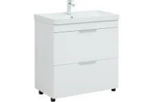Aquanet Тумба с раковиной Ирис new 81 см, белая глянец (2 ящика, ножки)
