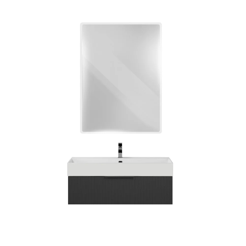 Приобрести cezares тумба подвесная с раковиной premium 90 см plisse nero opaco, черная 55422