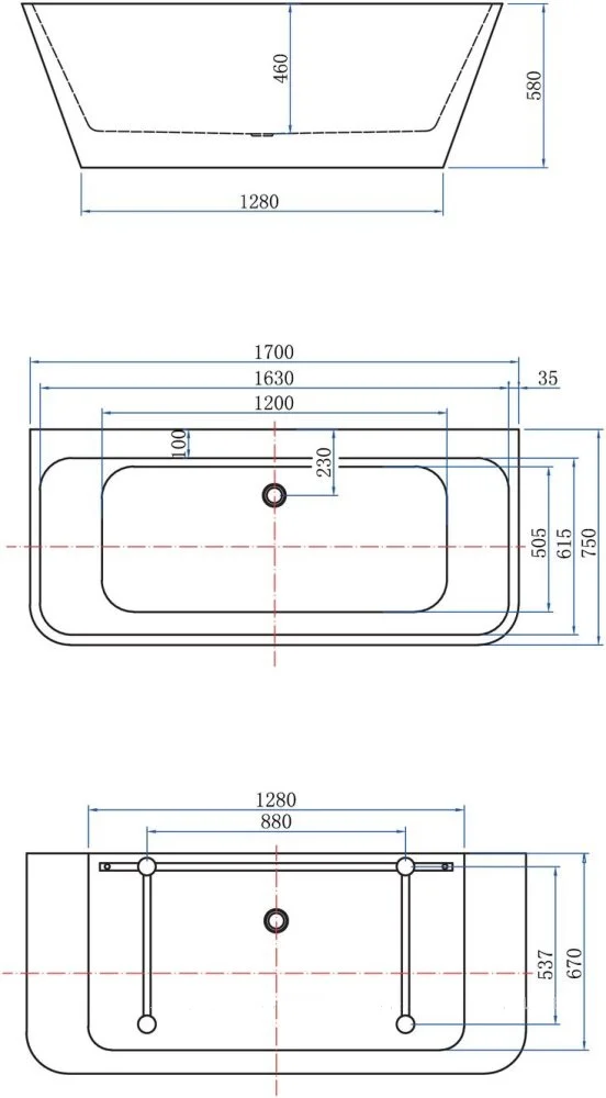 Приобрести aquanet акриловая ванна family fine 170x78 см, черная 95778 matt finish