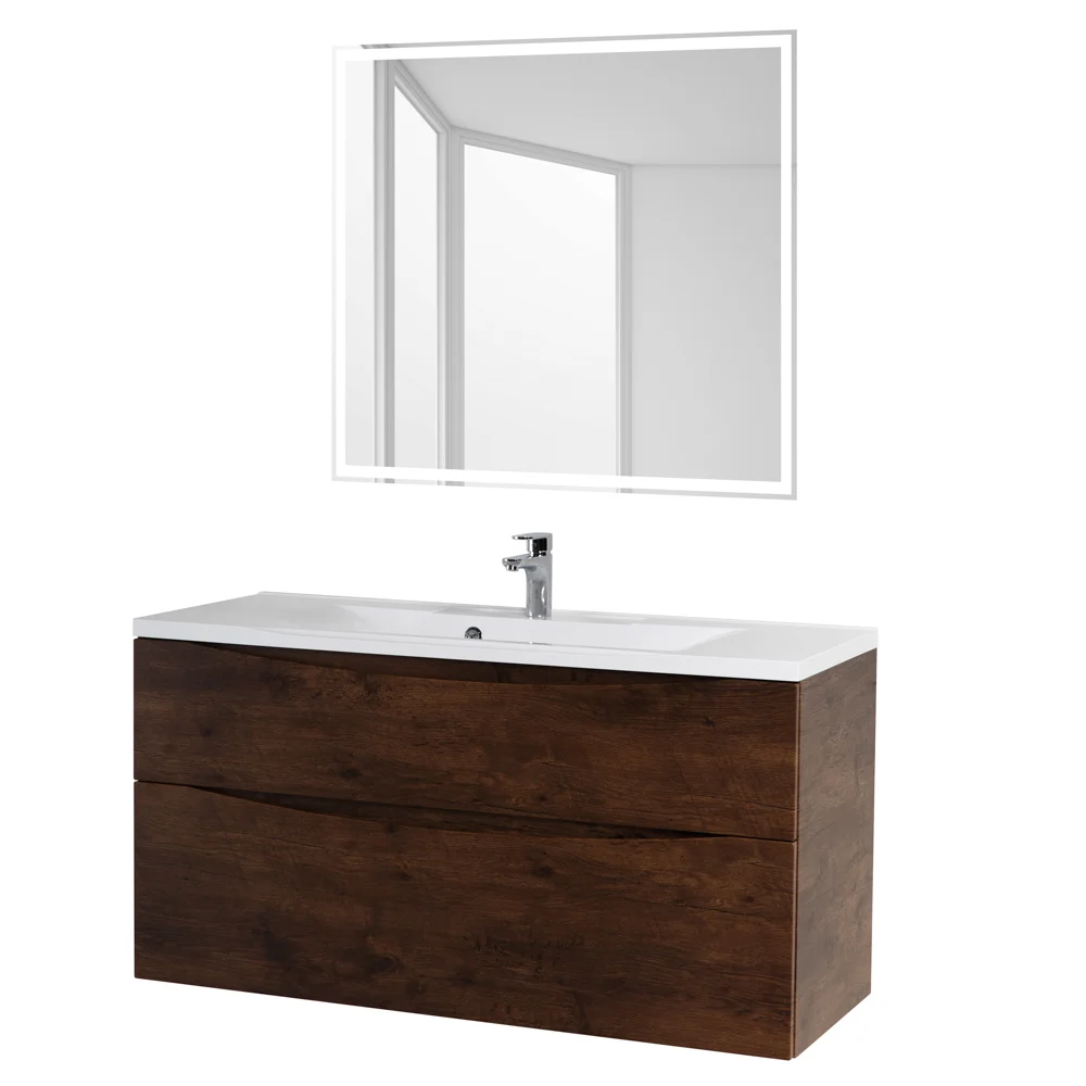 Приобрести belbagno тумба с раковиной marino-h60 100 см, подвесная rovere moro, белая раковина