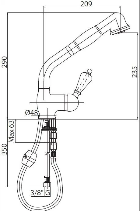 Приобрести cezares смеситель для кухни vintage, с выдвижным изливом хром vintage-lldm-01-sw