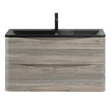 BelBagno Тумба с раковиной ACQUA 100 см, подвесная Pino Scania, чёрная раковина