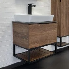 Сomforty Тумба со столешницей и раковиной "Порто-60" дуб тёмно-коричневый