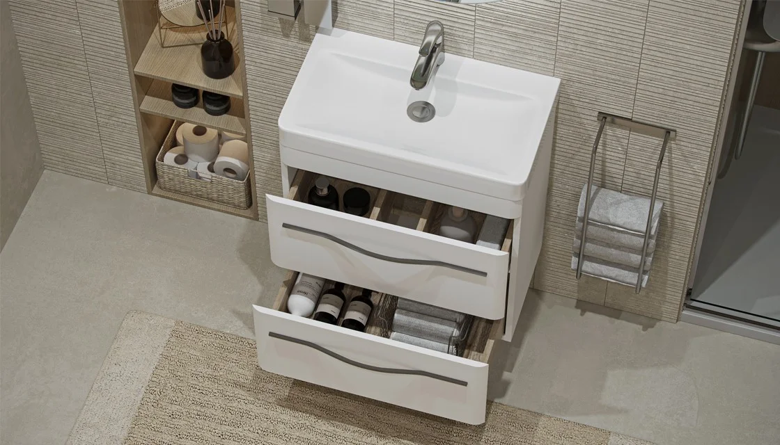 Приобрести тумба подвесная с раковиной velvex jill 60 см белый/матовый tpjil.60.2y-233