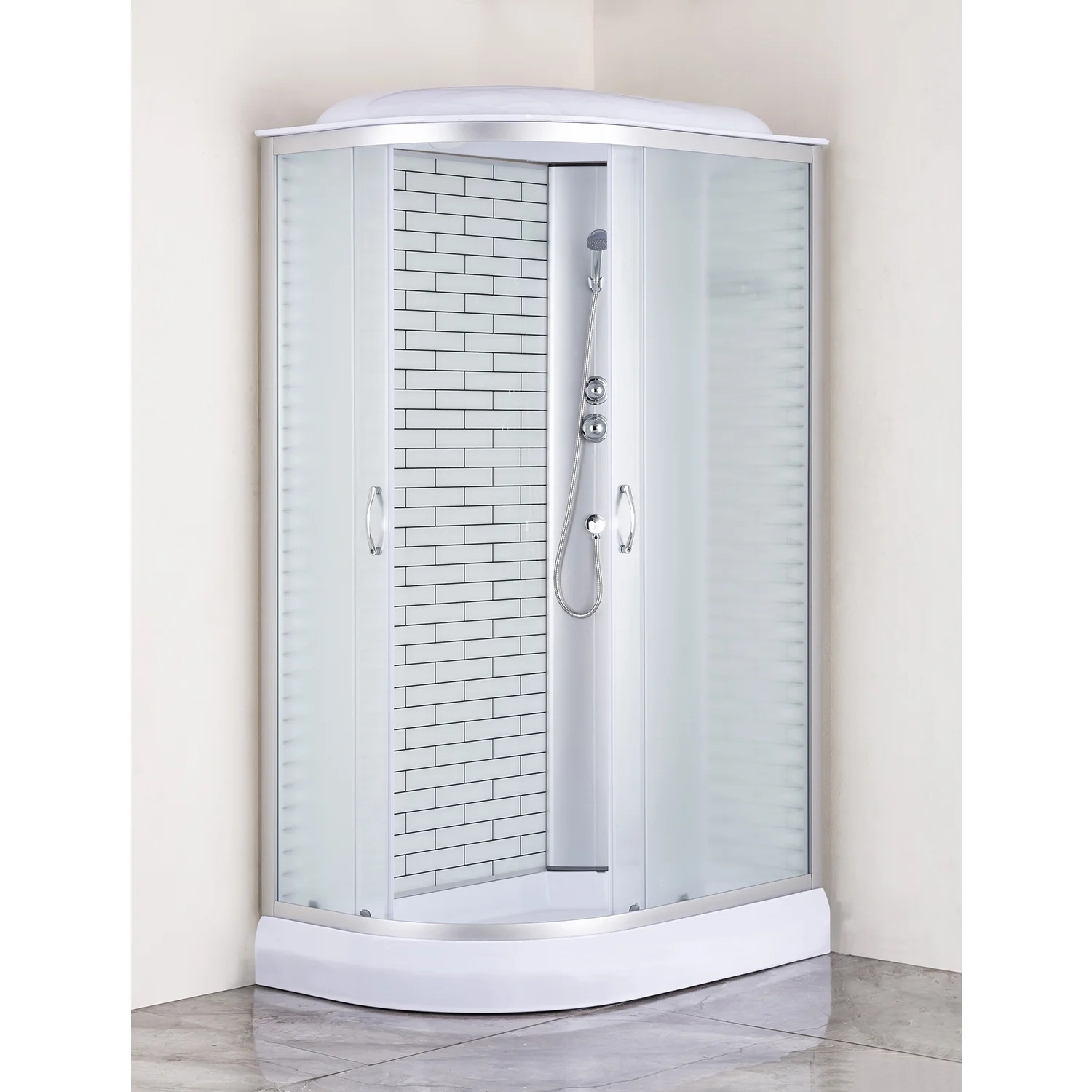 Приобрести loranto душевая кабина sunway 1200х800х2150 правосторонняя, поддон 13см, белый кирпичный узор, матовое стекло 4мм, профиль хром (cs6612013rfw120)