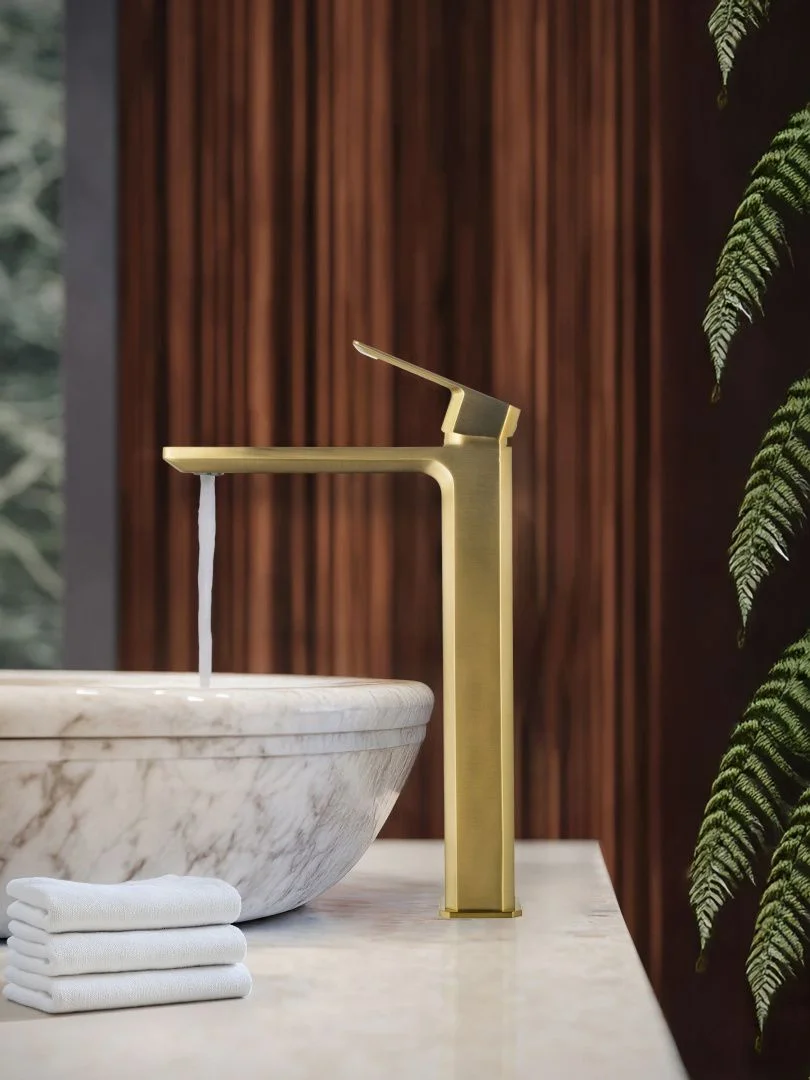 Приобрести смеситель для раковины высокий wonzon & woghand diamond, брашированное золото (ww-88239011-bg)