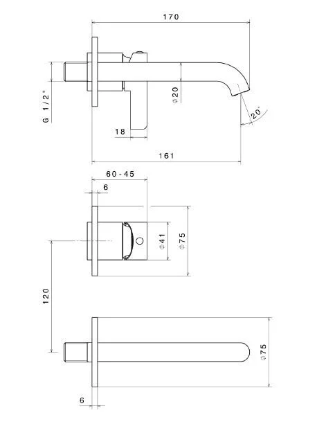 Приобрести kerama marazzi смеситель для раковины linea настенный, черный матовый 71028ekm.01.093