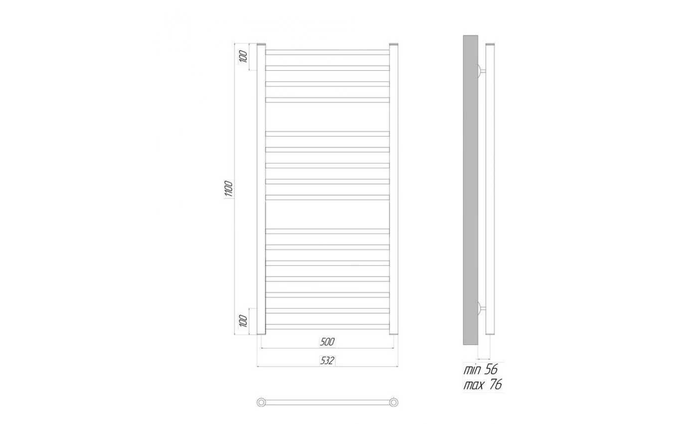 Приобрести lemark полотенцесушитель ursus п16 500x1100 мм водяной, черный lm72116bl