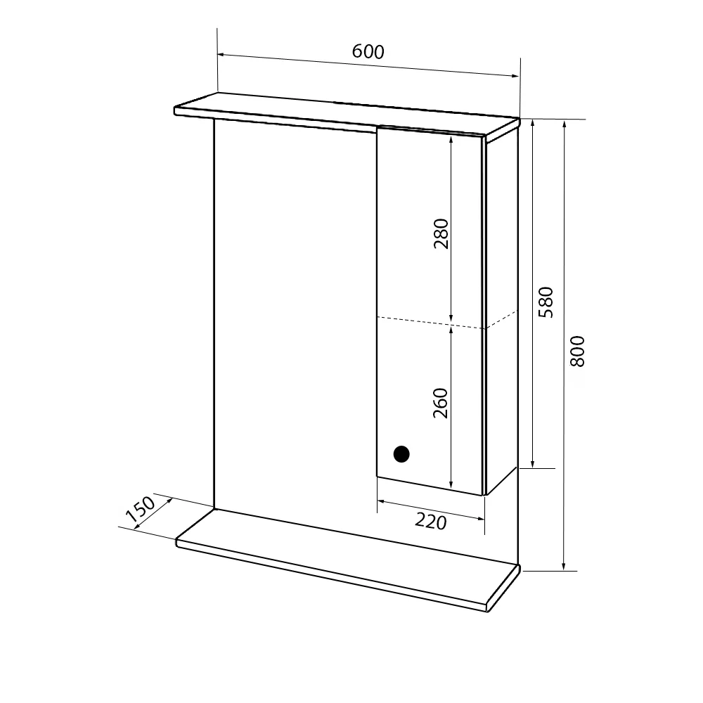 Приобрести loranto зеркало-шкаф моника 60 см, правостороннее cs00047790