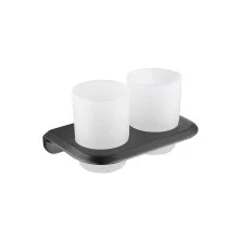 CEZARES Стакан для зубных счеиок LINER, двойной, подвесной, оружейная сталь LINER-TUMDS-GM