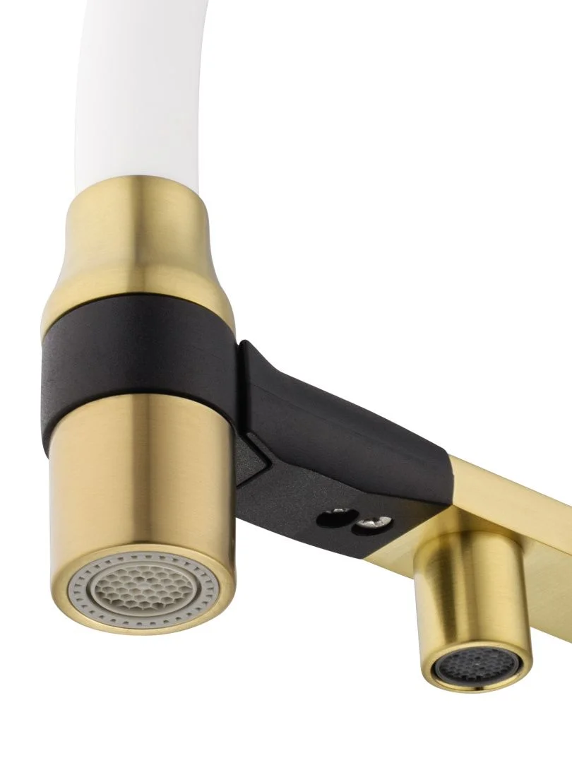 Приобрести смеситель для кухни с гибким изливом и подключением фильтра wonzon & woghand, брашированное золото (ww-88458013-bg(mw))