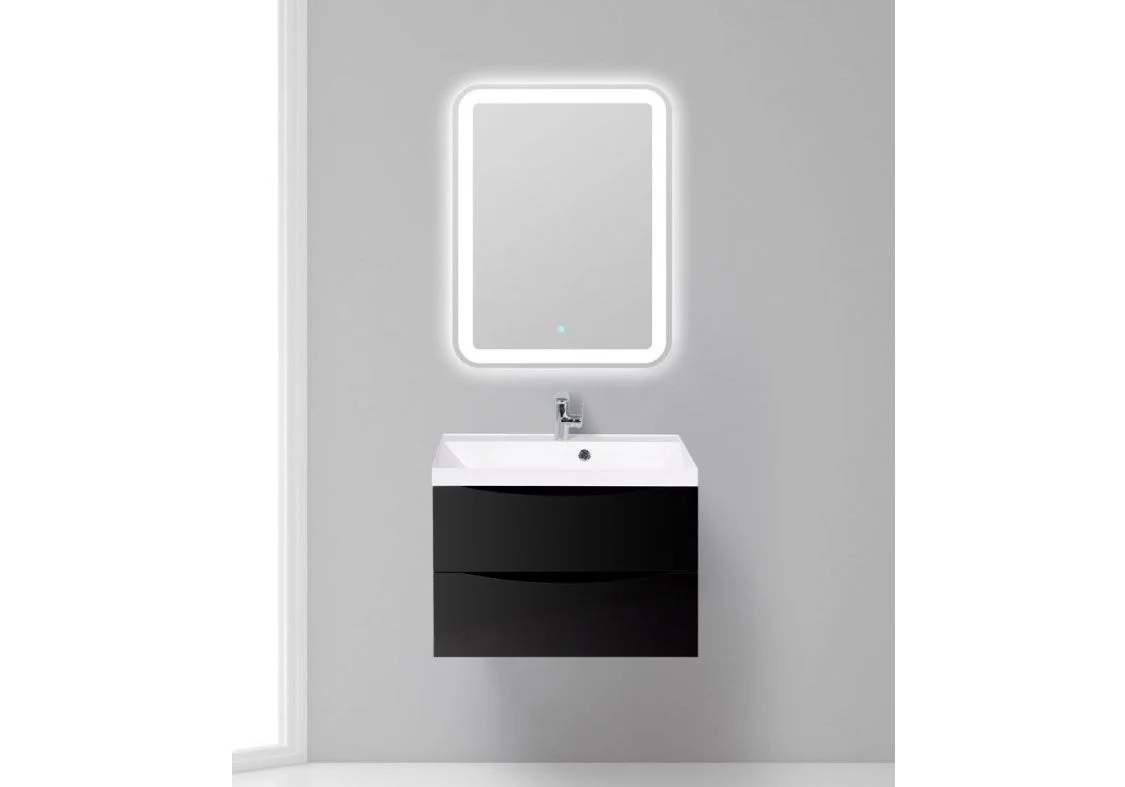 Приобрести тумба подвесная с раковиной belbagno marino-700-2c-so-nl-p 70 см, nero lucido