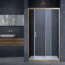 Vincea Душевая дверь Alpha 150 см, прозрачное, брашированное золото VDS-3AL150CLG