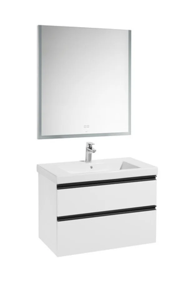 Приобрести тумба подвесная roca domi с раковиной 80 см, белый глянцевый