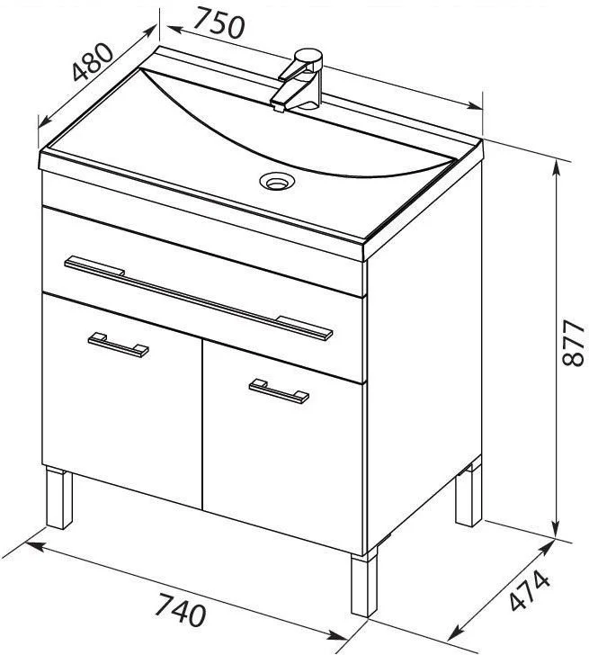 Приобрести aquanet тумба с раковиной верона 75 см, белая 00287670