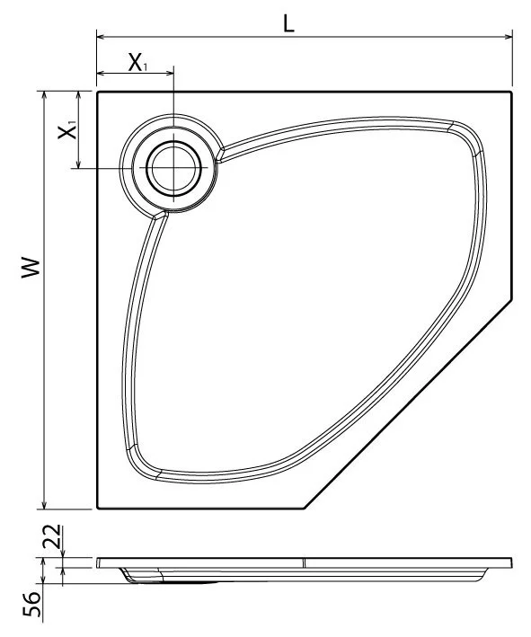 Приобрести cezares поддон из искусственного камня tray 100х100см, встраиваемый tray-s-p-100-56-w