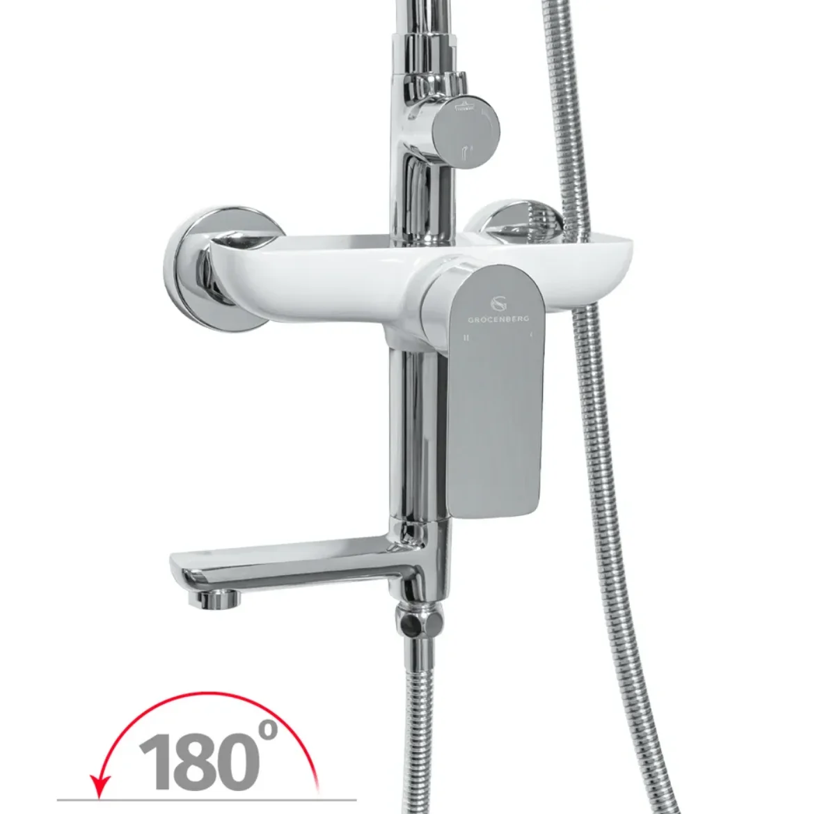 Приобрести grocenberg душевая система, белая\хром gb7009wc