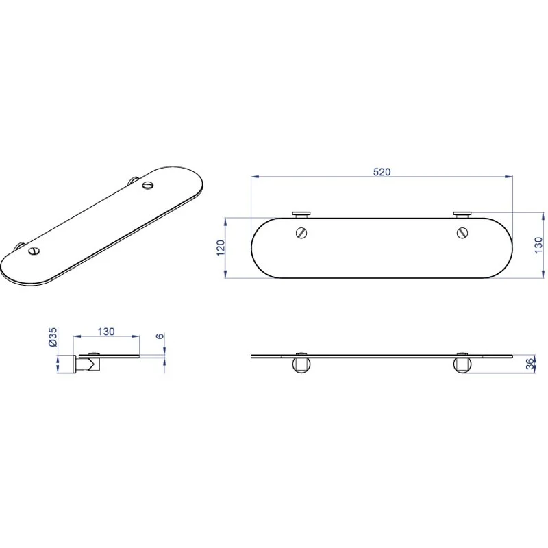 Приобрести azario стеклянная полка forny 520мм az-88303