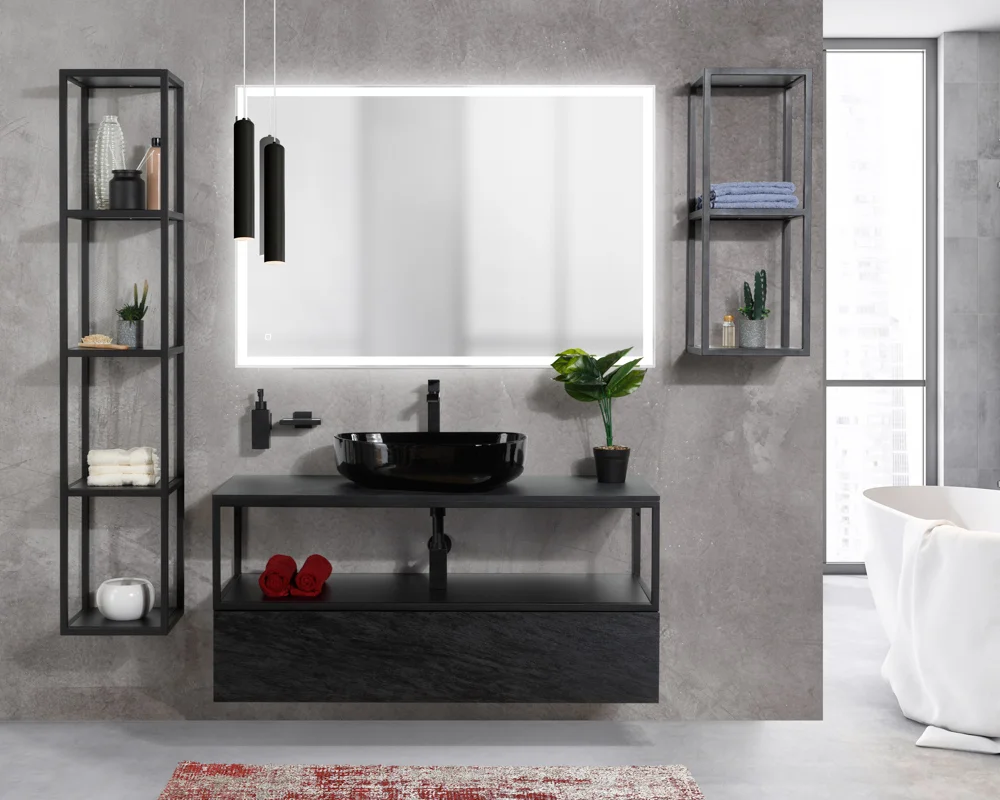 Приобрести cezares полка металическая cadro 158 см, подвесная , черная cadro-30/30/160-4c-so-met-st