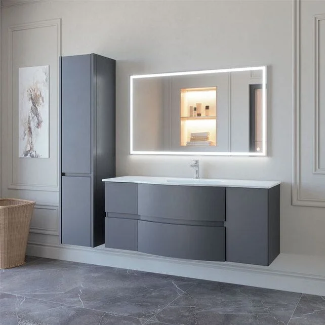 Приобрести caprigo тумба с раковиной integra 130 см, левая, графит, эмаль