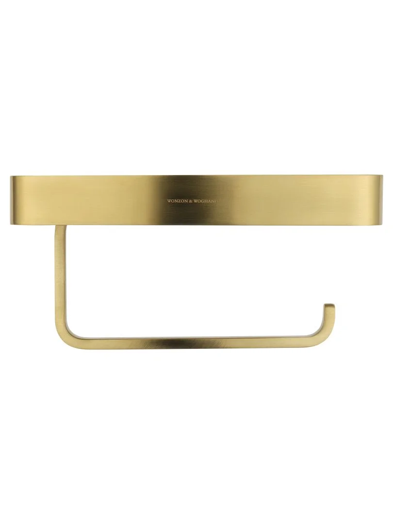 Приобрести держатель для туалетной бумаги с полкой wonzon & woghand graffity, брашированное золото (ww-9366-bg)