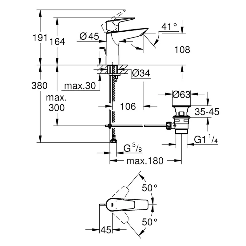 Приобрести смеситель для раковины grohe bauedge, хром 23758001