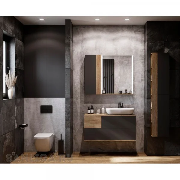 Приобрести акватон модуль для зеркала, подвесной терра 35см, дуб кантри/антрацит