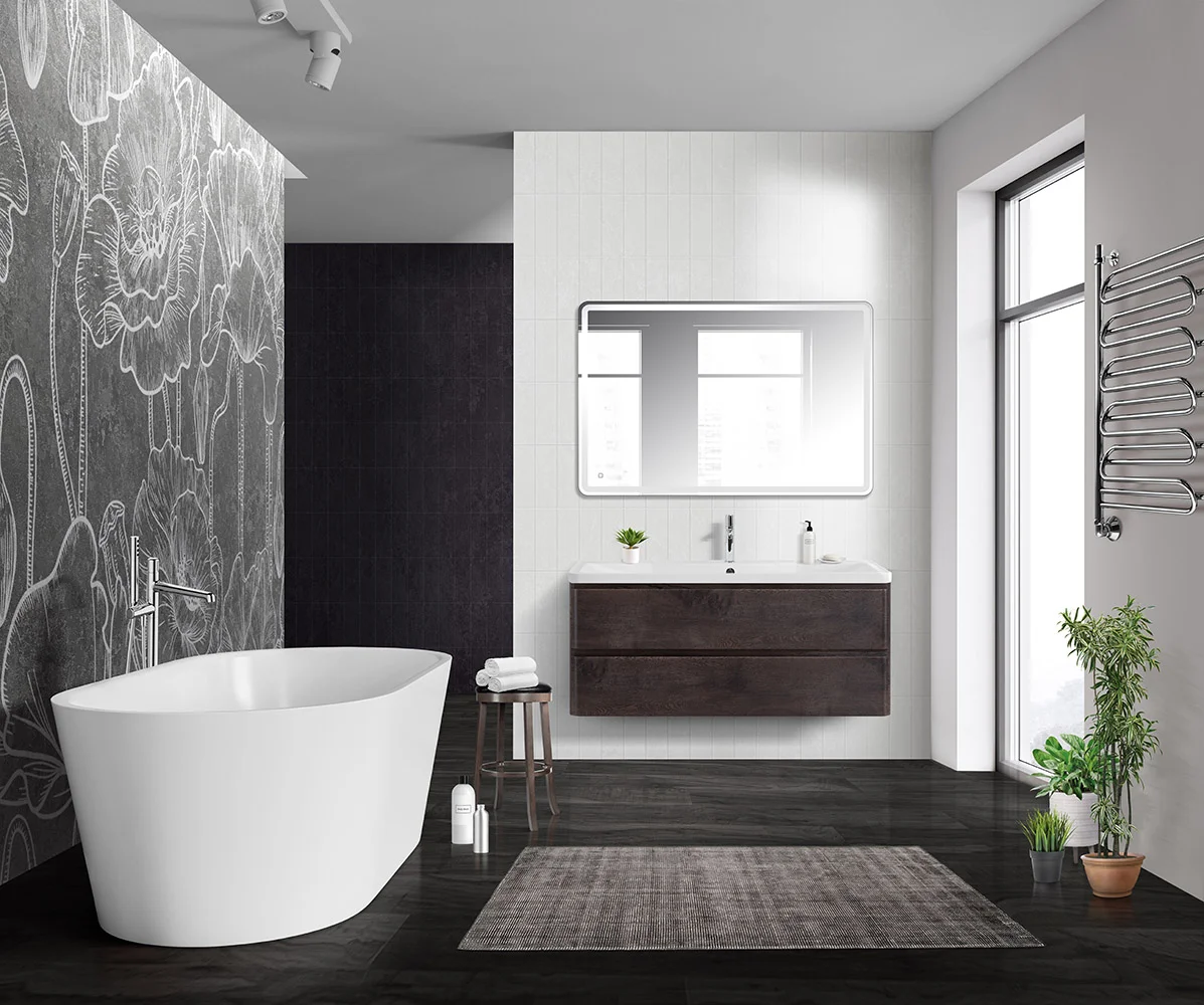 Приобрести belbagno тумба с раковиной albano 120 см, подвесная rovere nature grigio, белая раковина