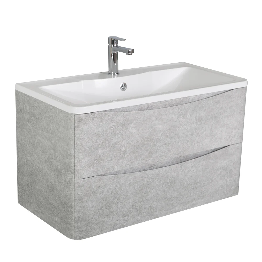 Приобрести belbagno тумба с раковиной acqua 90 см, подвесная cemento verona grigio, белая раковина