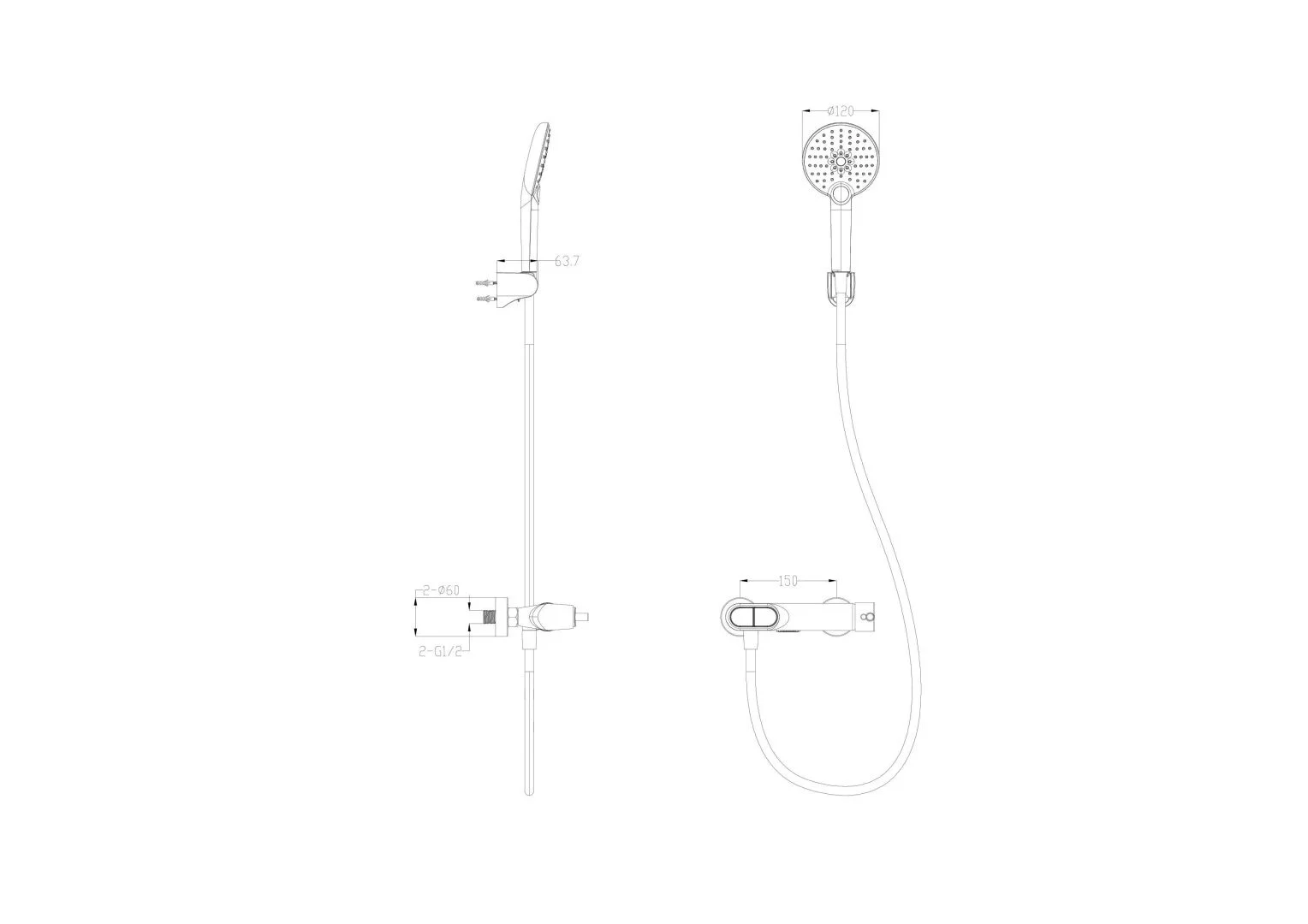 Приобрести смеситель для душа с встроенным изливом wonzon & woghand muse corno, черный матовый (ww-a30902-mb)