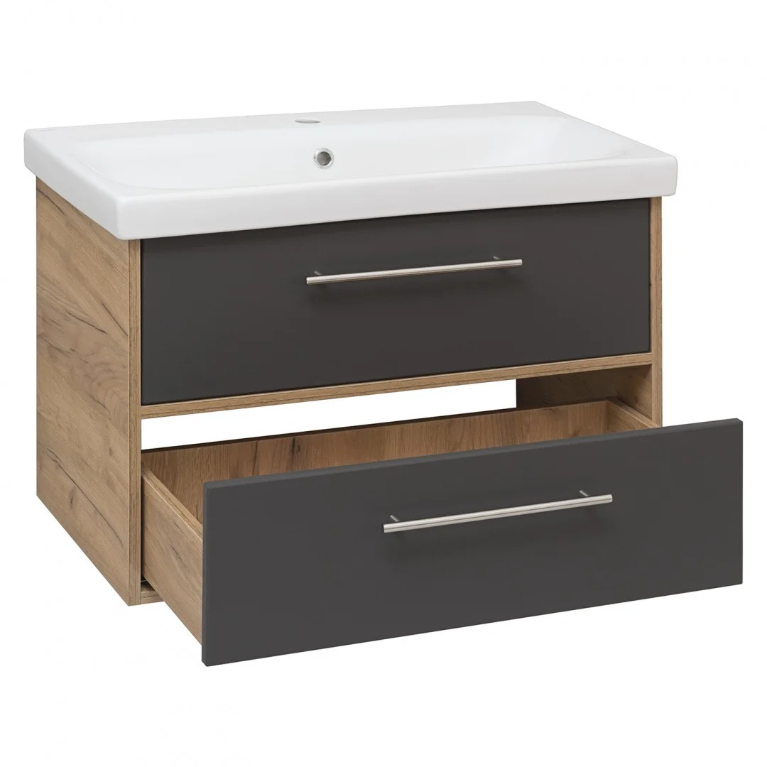 Приобрести aqua de marco тумба подвесная с раковиной melbourne 80 cм. дуб-серый