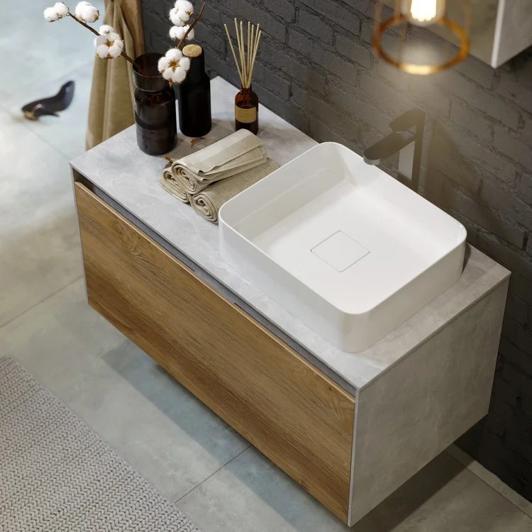 Приобрести тумба подвесная aqwella со столешницей mobi 80 см, светлый бетон mob0108w+mob0708bs