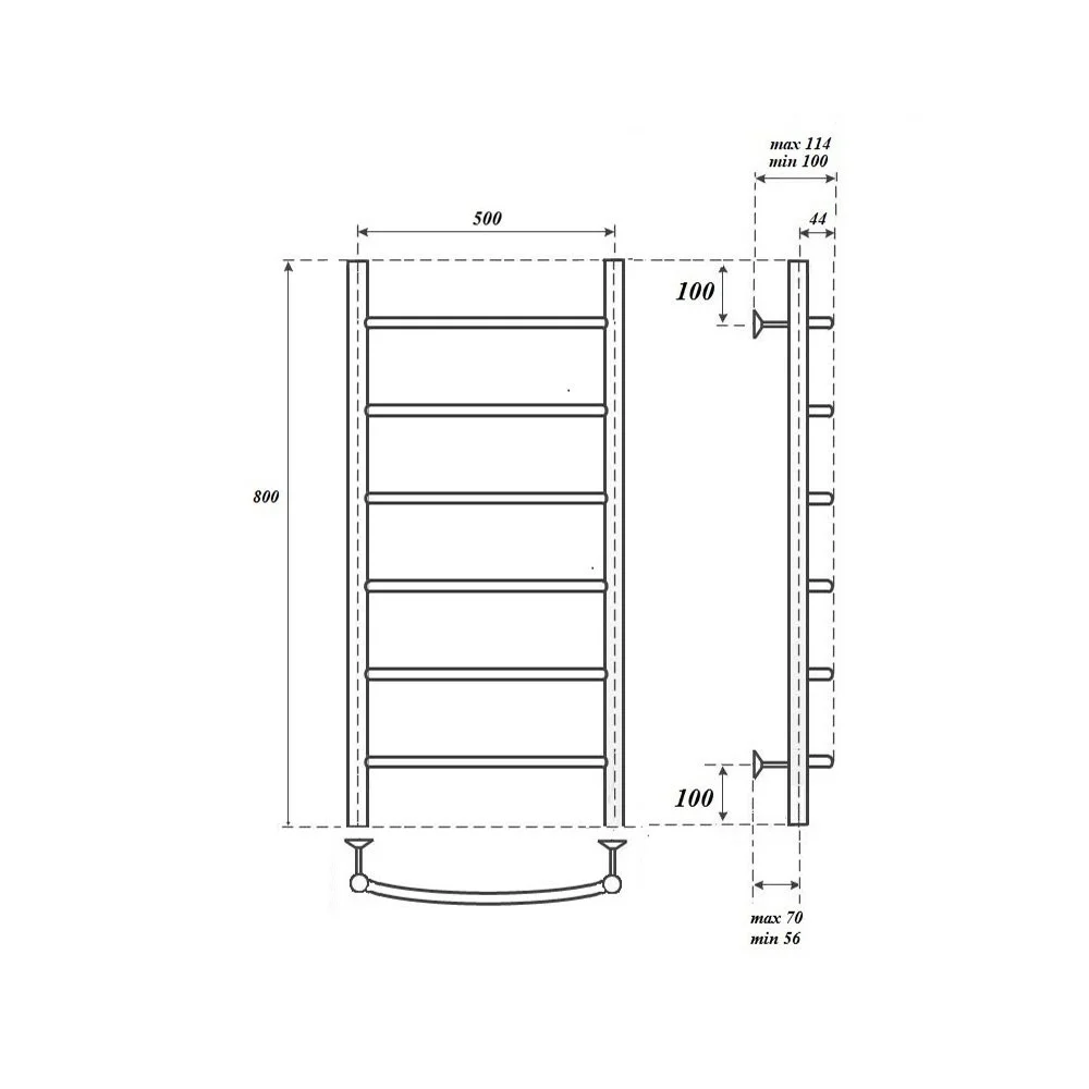 Приобрести полотенцесушитель водяной point 500х800 афина п6, хром pn04158