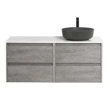 BelBagno Тумба со столешницей KRAFT 120 см, подвесная Cemento Grigio, раковина справа