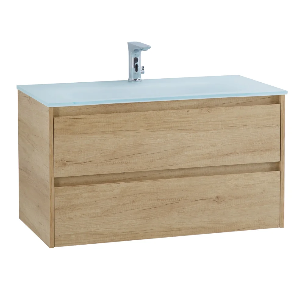 Приобрести belbagno тумба с раковиной kraft 100 см, подвесная rovere nebrasca nature, стеклянная раковина