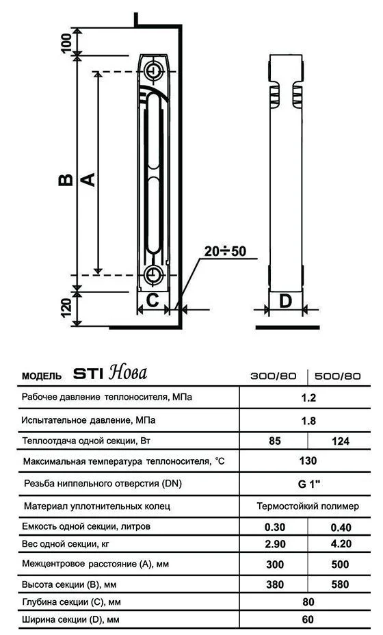Приобрести sti радиатор чугунный нова-500 10 секций