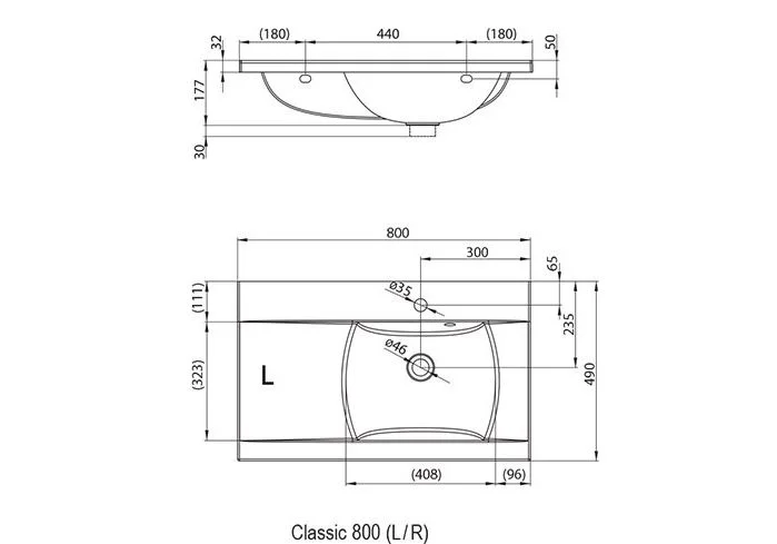 Приобрести умывальник ravak classic 80х49 см xjdp1180000 r