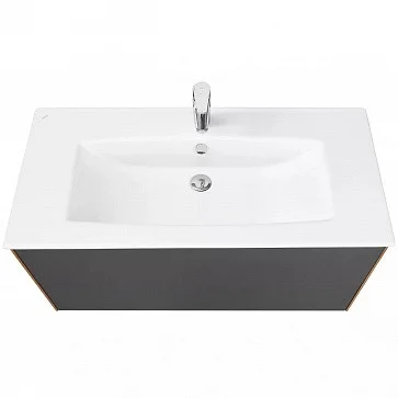 Приобрести тумба подвесная с раковиной акватон сохо 100 см, графит софт / дуб веллингтон