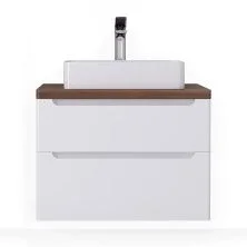 Jorno Тумба подвесная Wood 80 см со столешницей темное дерево, белая