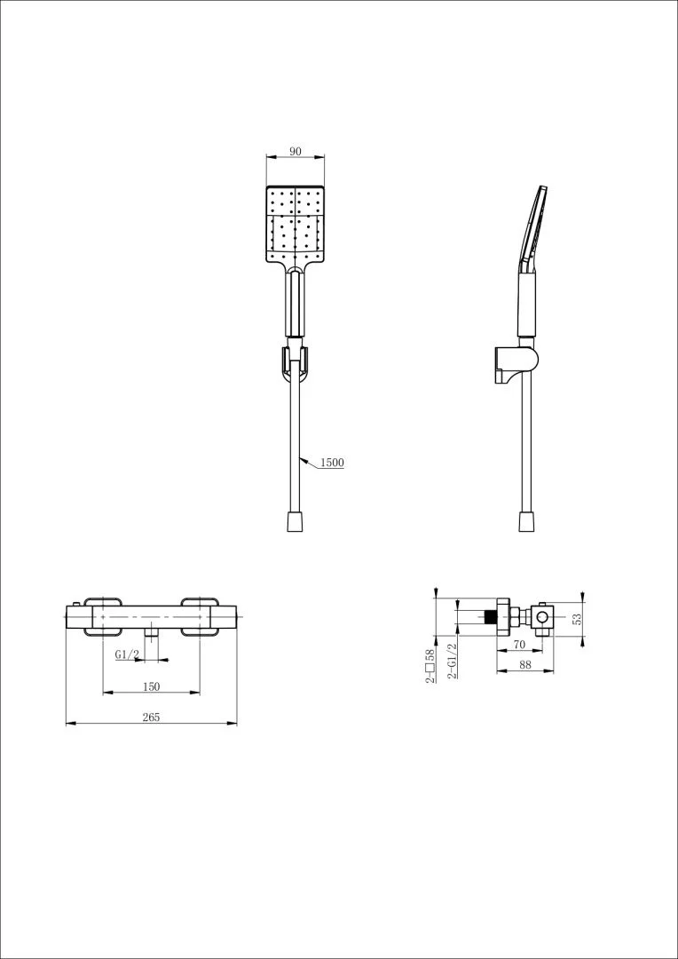 Приобрести смеситель для душа с термостатом wonzon & woghand stay 3, черный матовый (ww-b2062-a-mb)